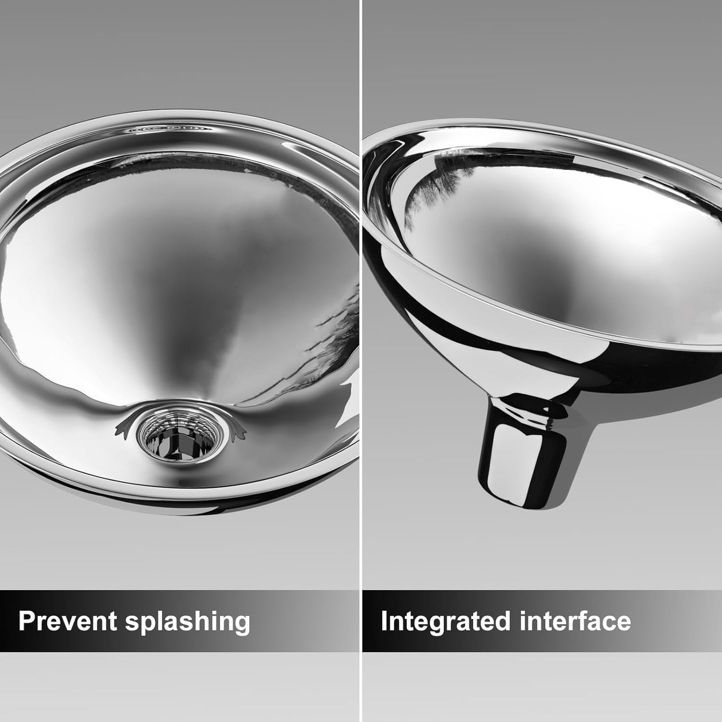 Stainless Steel Funnel, 2 Large and Small Mouth Filling Kitchen funnels, Liquids, fluids, Spices and Powders, Durable and Washable.