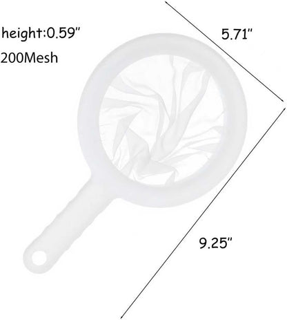 Fine Mesh Strainer with Handle, Nylon Filter Sieve for Kitchen Use, Ideal for Coffee Soy Milk Yogurt Juice Filtering (200Mesh-2PCS)