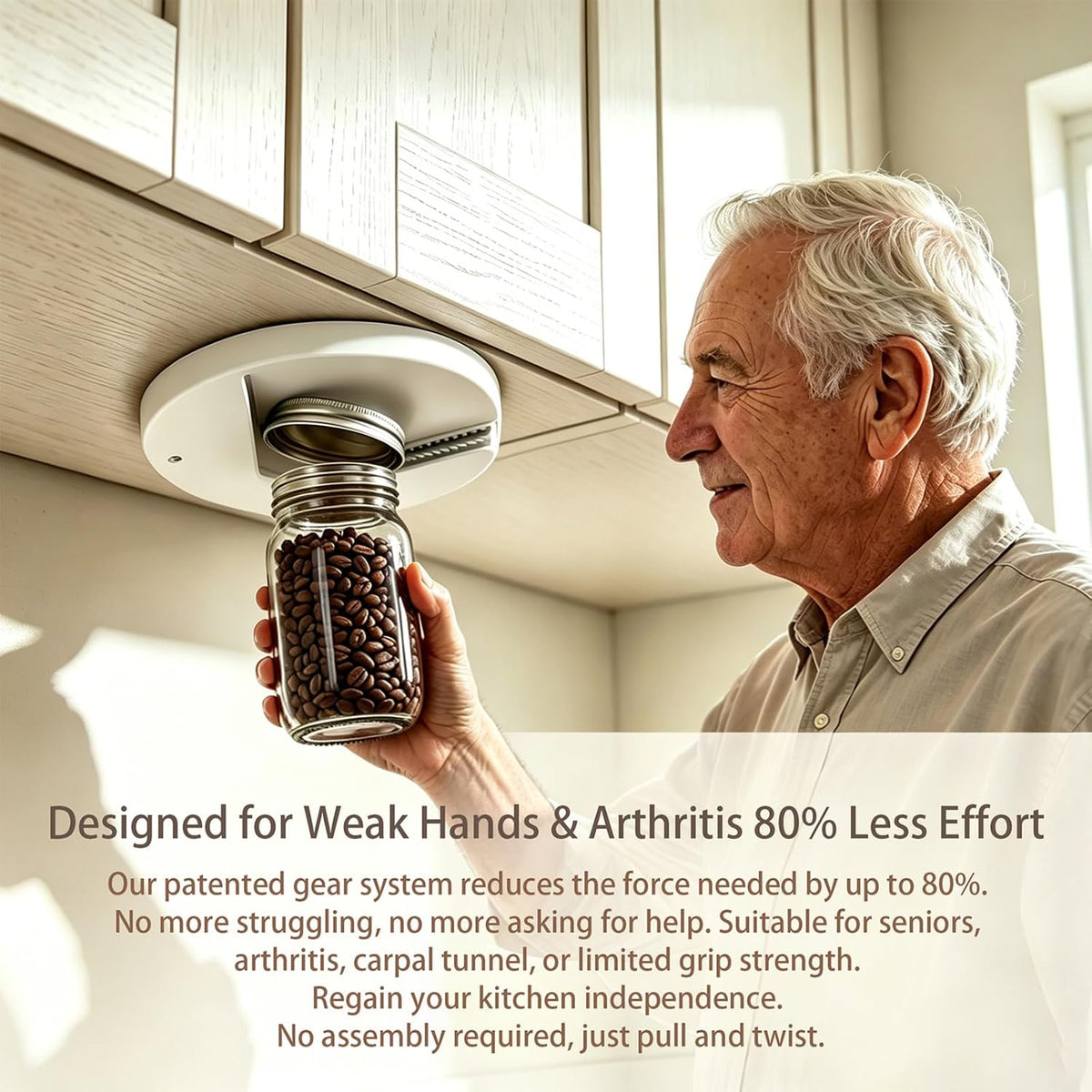 Under Cabinet Jar Opener for Seniors & Arthritis