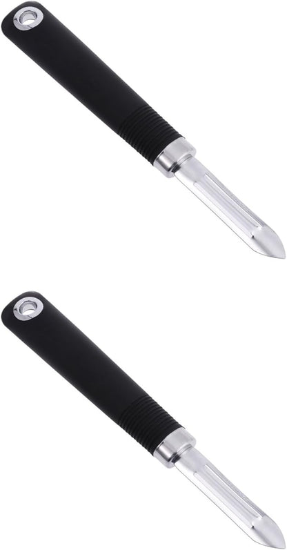 2-pack Stainless Steel Vegetable Peeler Non Swivel Fruit Peeler with Dual-Edge Blade Hanging Hole Right and Left Hand Use for Carrots Potatoes Cucumbers Pears 7.87 inch Kitchen Tool