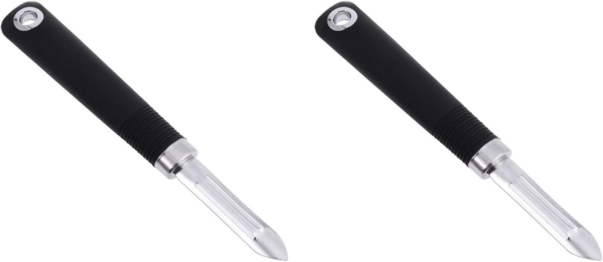 2-pack Stainless Steel Vegetable Peeler Non Swivel Fruit Peeler with Dual-Edge Blade Hanging Hole Right and Left Hand Use for Carrots Potatoes Cucumbers Pears 7.87 inch Kitchen Tool