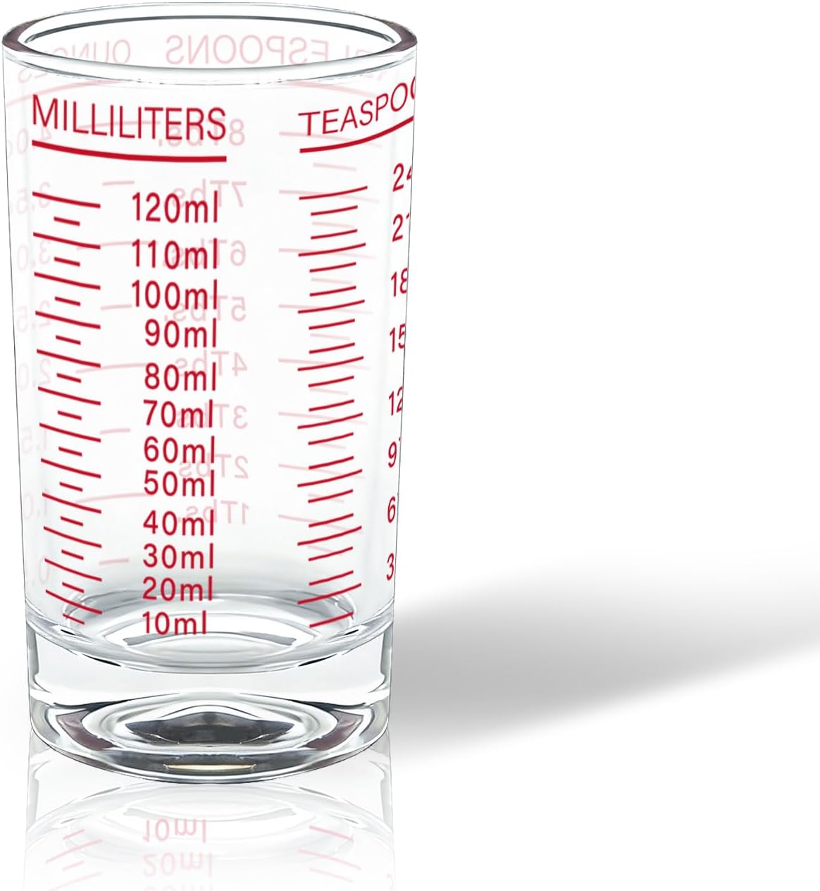 Measuring Cup Shot Glass 4 Ounce/120ML Liquid Heavy High Espresso Glass Cup Black Line (1, Red)