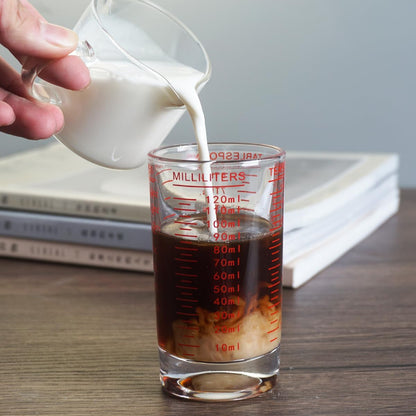 Measuring Cup Shot Glass 4 Ounce/120ML Liquid Heavy High Espresso Glass Cup Black Line (1, Red)