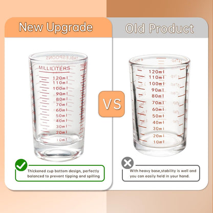Measuring Cup Shot Glass 4 Ounce/120ML Liquid Heavy High Espresso Glass Cup Black Line (1, Red)