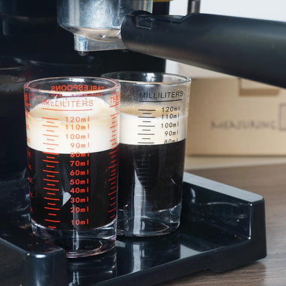 Measuring Cup Shot Glass 4 Ounce/120ML Liquid Heavy High Espresso Glass Cup Black Line (1, Red)