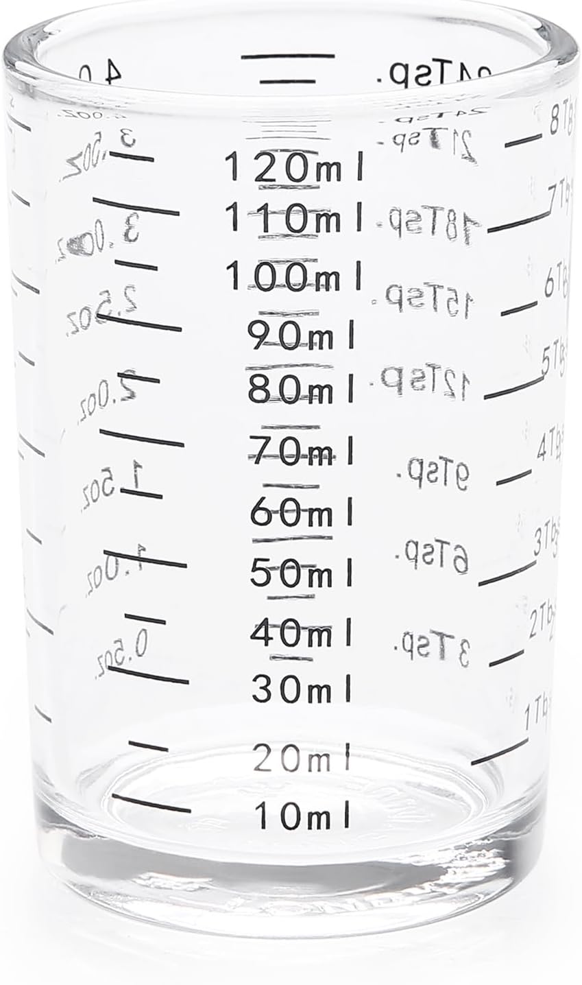 Measuring Cup Shot Glass 4 Ounce/120ML Liquid Heavy High Espresso Glass Cup Black Line (1, Red)