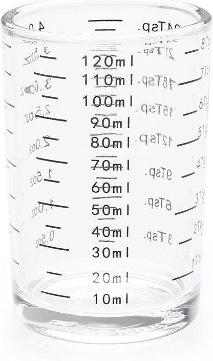 Measuring Cup Shot Glass 4 Ounce/120ML Liquid Heavy High Espresso Glass Cup Black Line (1, Red)