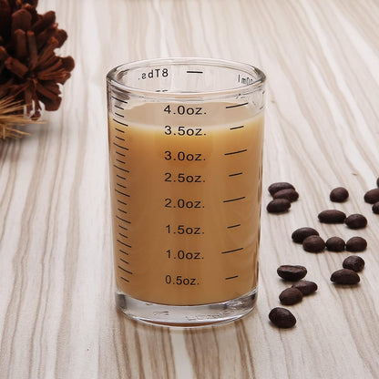 Measuring Cup Shot Glass 4 Ounce/120ML Liquid Heavy High Espresso Glass Cup Black Line (1, Red)
