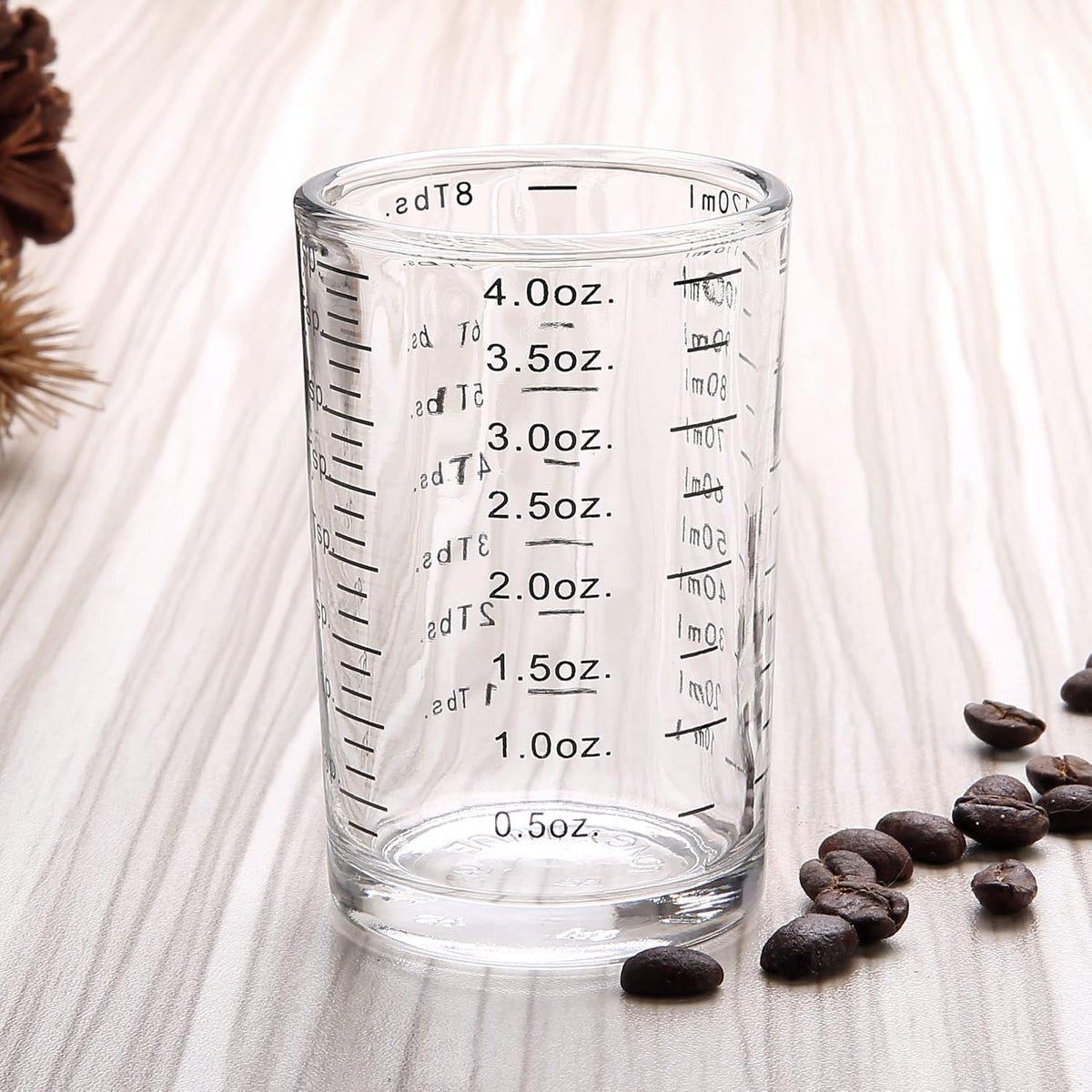 Measuring Cup Shot Glass 4 Ounce/120ML Liquid Heavy High Espresso Glass Cup Black Line (1, Red)