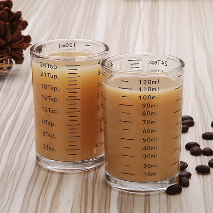Measuring Cup Shot Glass 4 Ounce/120ML Liquid Heavy High Espresso Glass Cup Black Line (1, Red)