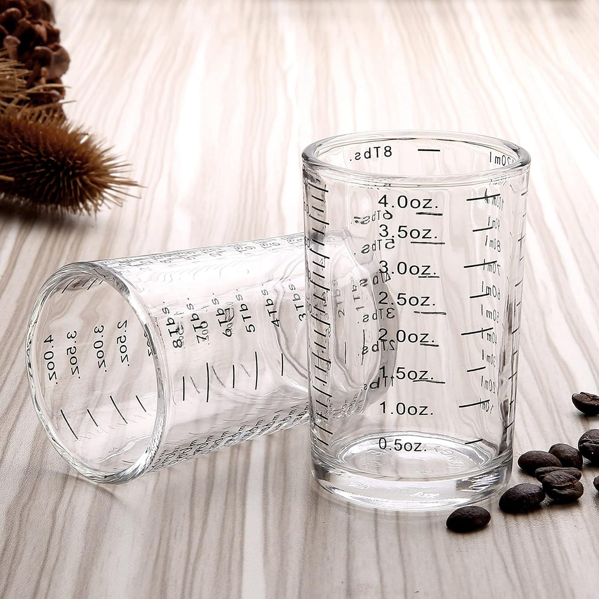 Measuring Cup Shot Glass 4 Ounce/120ML Liquid Heavy High Espresso Glass Cup Black Line (1, Red)