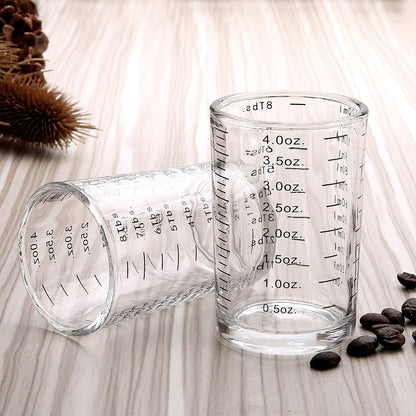 Measuring Cup Shot Glass 4 Ounce/120ML Liquid Heavy High Espresso Glass Cup Black Line (1, Red)