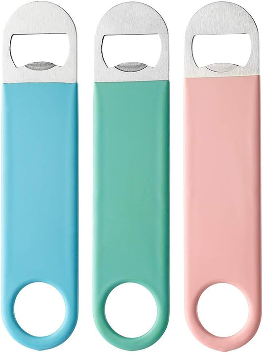 3 Pack 7" Heavy Duty Stainless Steel Flat Bottle Opener, Well-Made Long Neck Bottle Opener