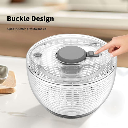 quick press salad spinner and vegetable washer tool for lettuce spinner capacity Fruit Washing Bowl with fruit washing bowl with strainer dehydrator kitchen appliances (Large - 6.34 qt)