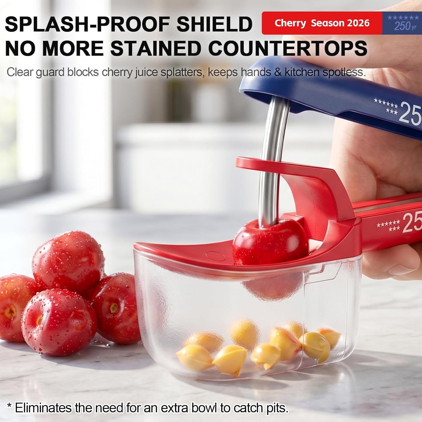 Cherry Pitter Multi 7-IN-1 Stainless Steel Cherry Pitter Tool Cherries Corer Making Cherry Jam (Red)