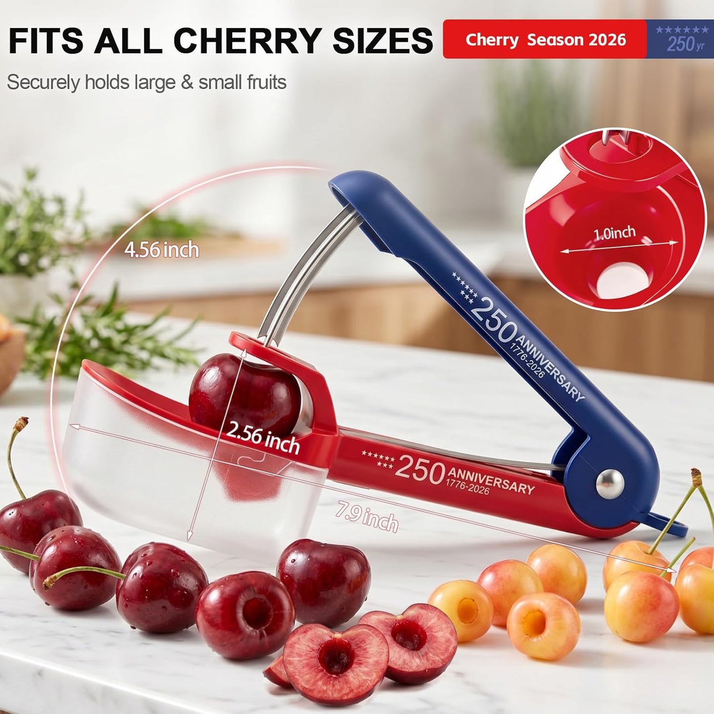 Cherry Pitter Multi 7-IN-1 Stainless Steel Cherry Pitter Tool Cherries Corer Making Cherry Jam (Red)