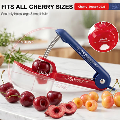 Cherry Pitter Multi 7-IN-1 Stainless Steel Cherry Pitter Tool Cherries Corer Making Cherry Jam (Red)