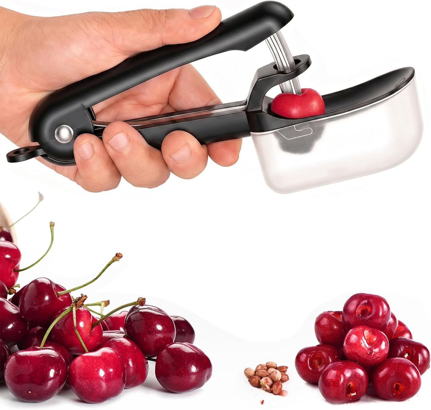 Cherry Pitter Multi 7-IN-1 Stainless Steel Cherry Pitter Tool Cherries Corer Making Cherry Jam (Red)