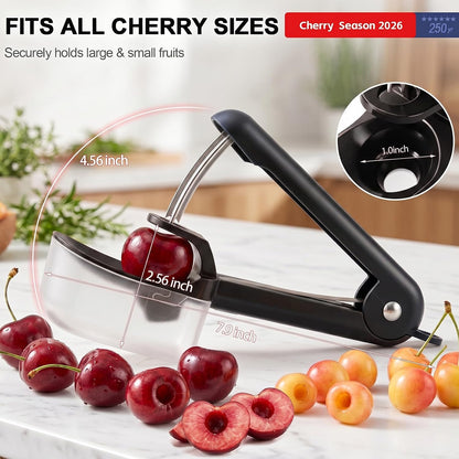Cherry Pitter Multi 7-IN-1 Stainless Steel Cherry Pitter Tool Cherries Corer Making Cherry Jam (Red)