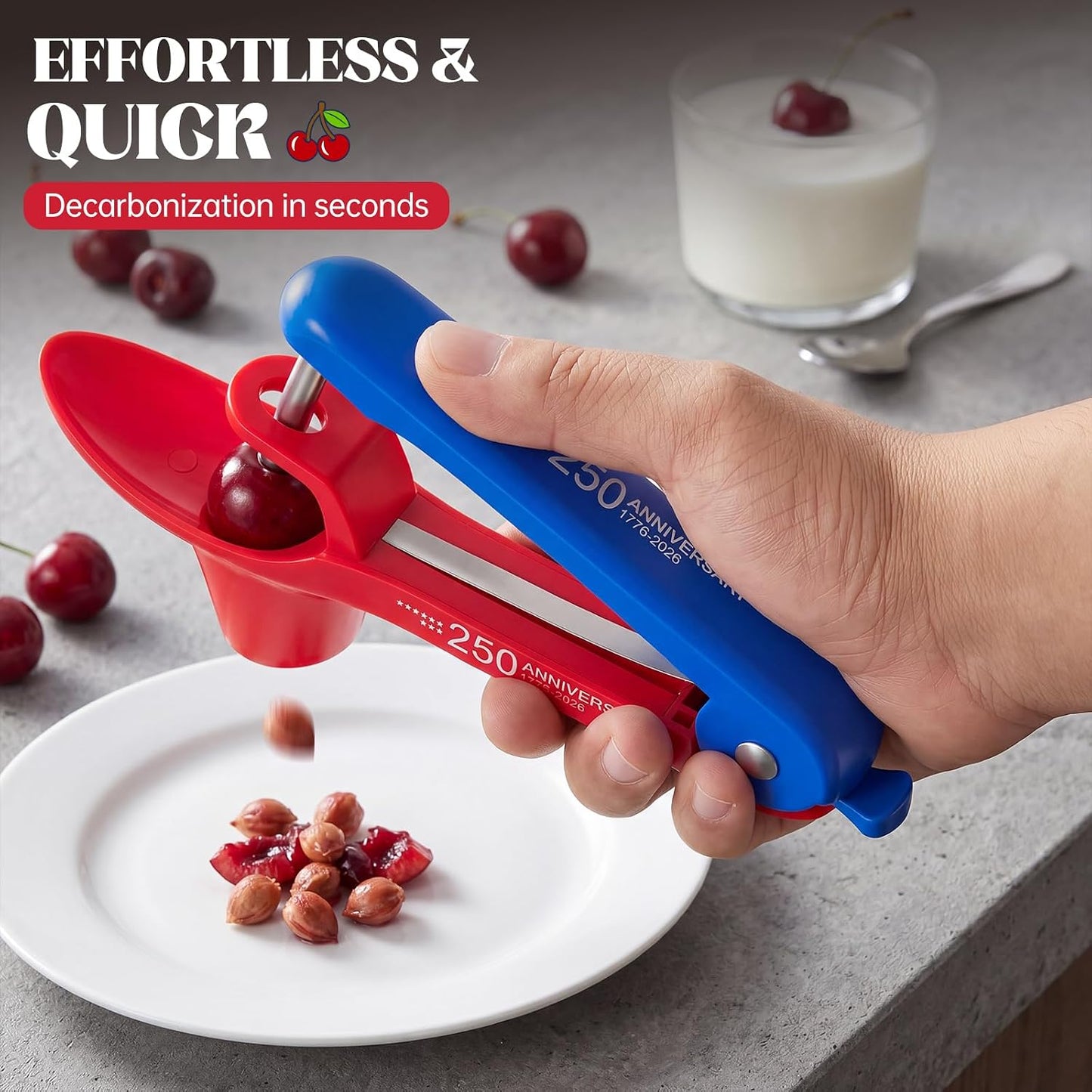 Cherry Pitter Multi 7-IN-1 Stainless Steel Cherry Pitter Tool Cherries Corer Making Cherry Jam (Red)