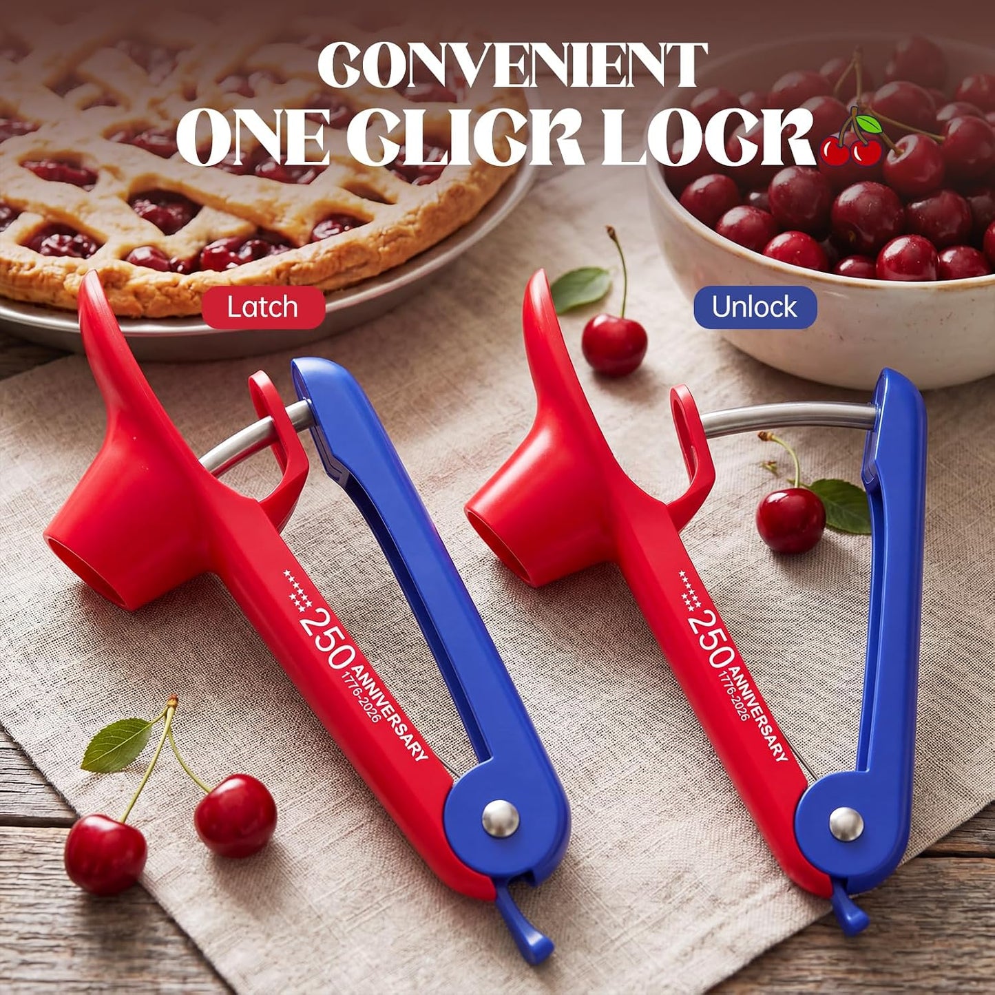 Cherry Pitter Multi 7-IN-1 Stainless Steel Cherry Pitter Tool Cherries Corer Making Cherry Jam (Red)