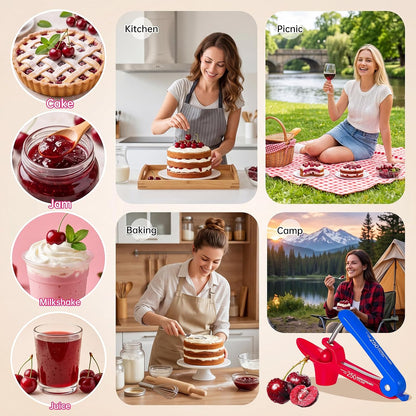 Cherry Pitter Multi 7-IN-1 Stainless Steel Cherry Pitter Tool Cherries Corer Making Cherry Jam (Red)