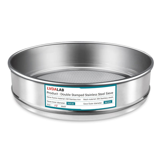 304 Stainless Steel Mesh Lab Sieve, 10 Mesh (2mm) Aperture Test Sieve, 7.9Inch(20cm) Diameter Economy Standard Analysis Sample Test Sieves for Industrial Laboratory Homes - Colors A