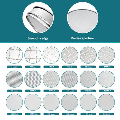 304 Stainless Steel Mesh Lab Sieve, 10 Mesh (2mm) Aperture Test Sieve, 7.9Inch(20cm) Diameter Economy Standard Analysis Sample Test Sieves for Industrial Laboratory Homes - Colors A