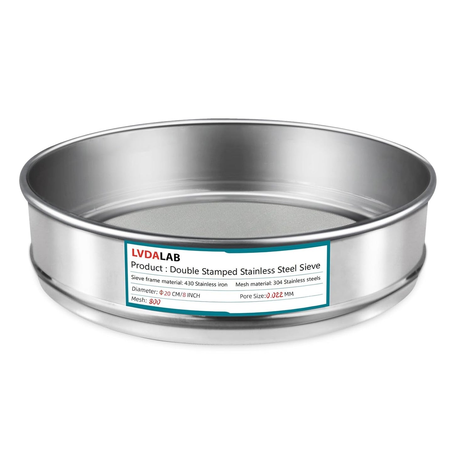 304 Stainless Steel Mesh Lab Sieve, 10 Mesh (2mm) Aperture Test Sieve, 7.9Inch(20cm) Diameter Economy Standard Analysis Sample Test Sieves for Industrial Laboratory Homes - Colors A