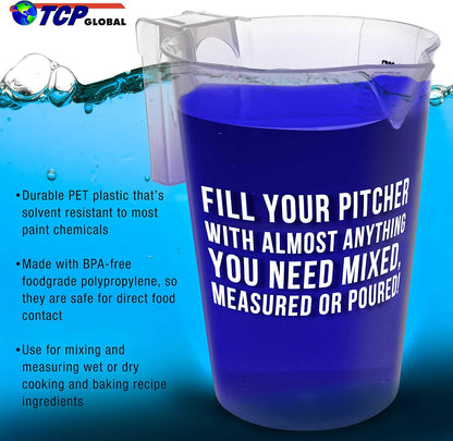 5 Piece Set of Plastic Graduated Measuring and Mixing Pitchers