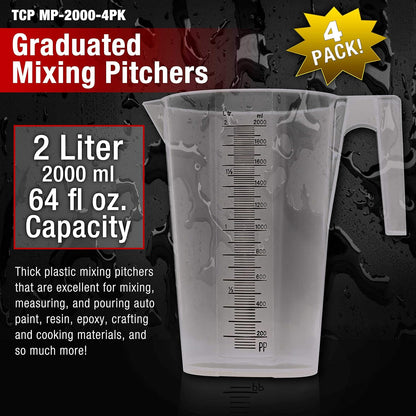 5 Piece Set of Plastic Graduated Measuring and Mixing Pitchers