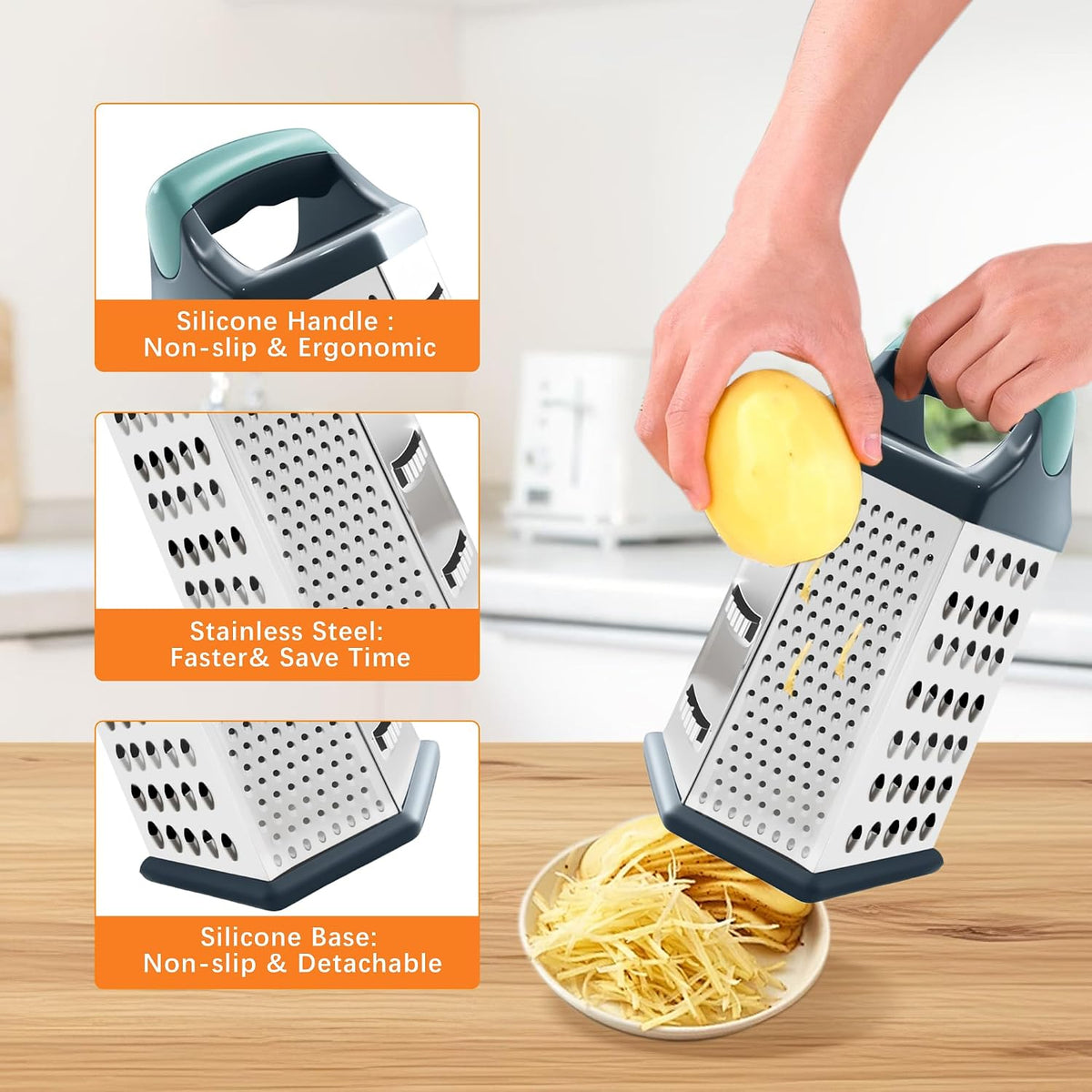 Box Grater for Kitchen 6 Sided