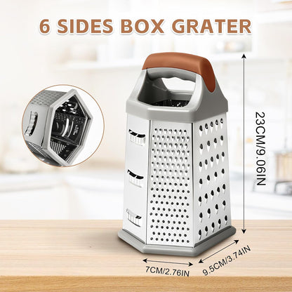 Box Grater for Kitchen 6 Sided