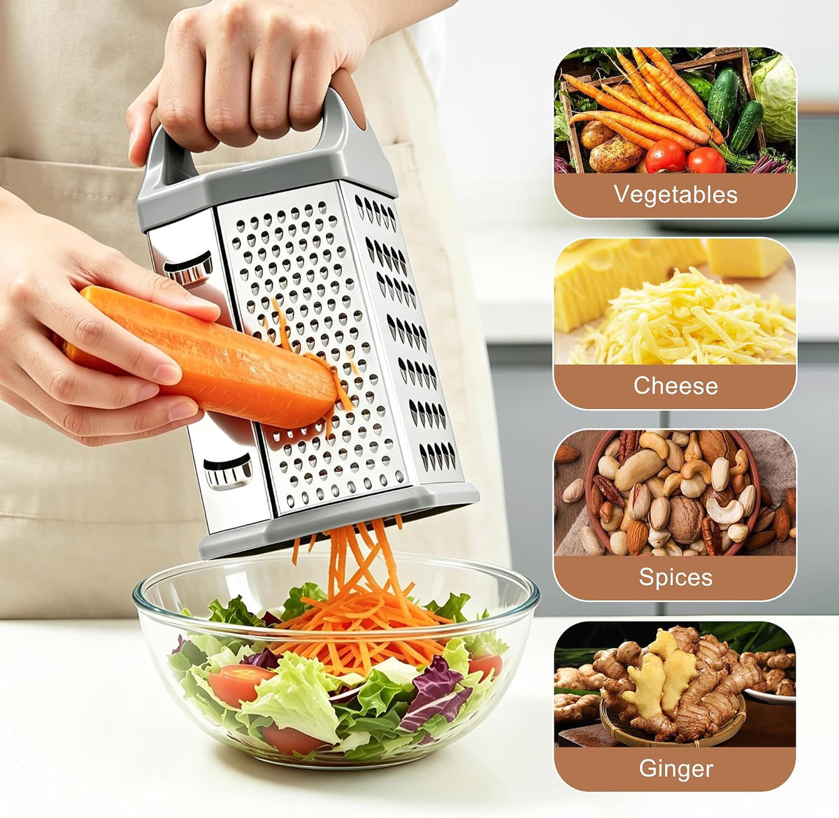 Box Grater for Kitchen 6 Sided