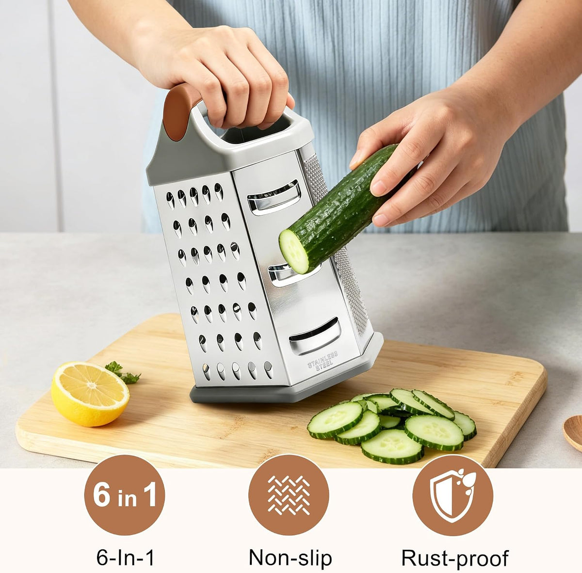 Box Grater for Kitchen 6 Sided