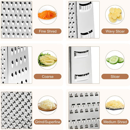 Box Grater for Kitchen 6 Sided