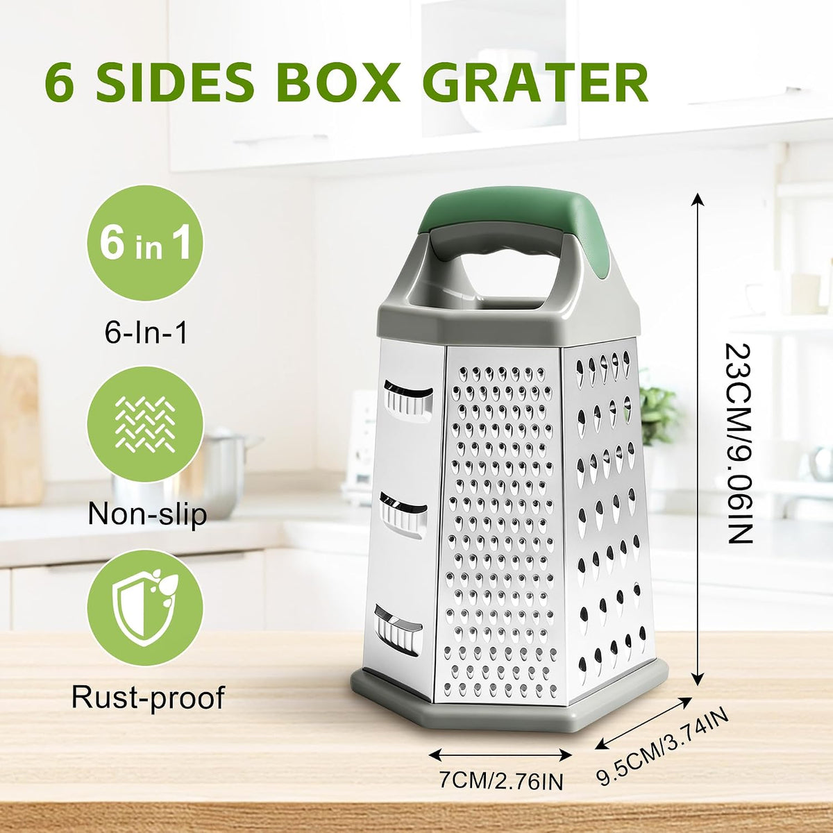 Box Grater for Kitchen 6 Sided