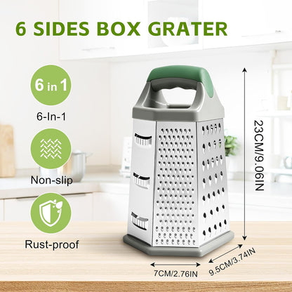 Box Grater for Kitchen 6 Sided