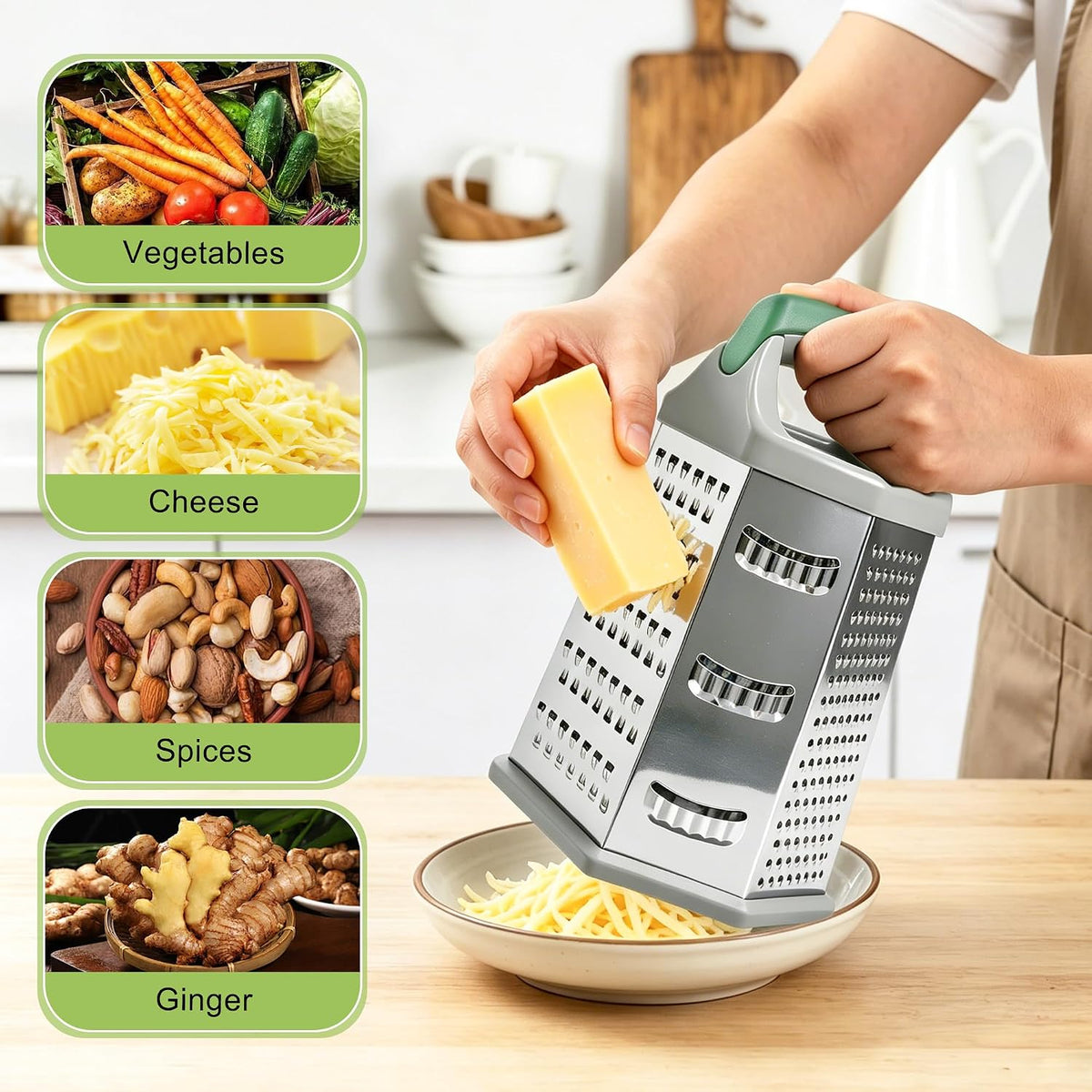 Box Grater for Kitchen 6 Sided