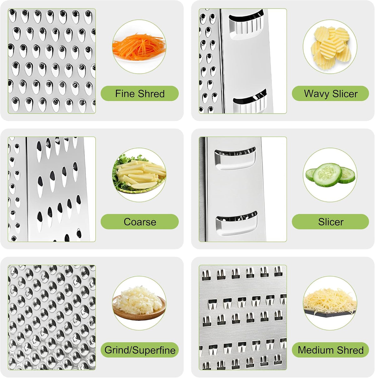 Box Grater for Kitchen 6 Sided