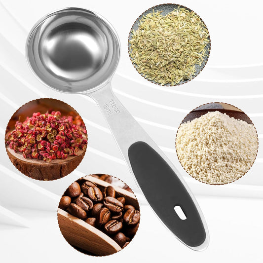 1 Tbsp Long Handle Measuring Spoon, Stainless Steel Table Spoon | 3 Tsp | 15 Ml |15 Cc| 0.5 Oz Coffee Scoop with Non-slip Handle for Coffee Brewing, Cooking, Baking