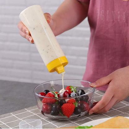 2-pack Porous Squeeze Bottles,Leak Proof Refillable Condiment Container for Kitchen Use,Salad Dressings,top dispensers for ketchup mustard mayo hot sauces olive oil(10 oz)