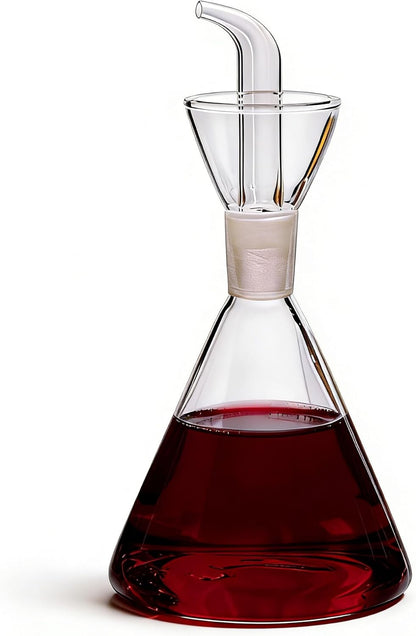 Conical 8 oz No Drip Olive Oil Cruet,Leak-Proof Spout, Easy Refill | Food-Grade Borosilicate Glass Oil Dispenser for Kitchen