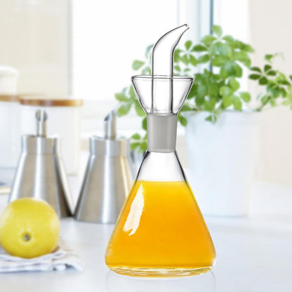 Conical 8 oz No Drip Olive Oil Cruet,Leak-Proof Spout, Easy Refill | Food-Grade Borosilicate Glass Oil Dispenser for Kitchen