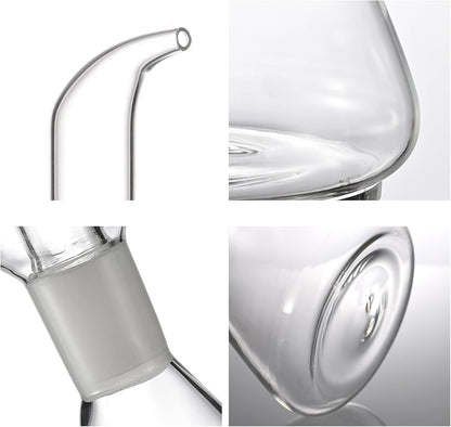 Conical 8 oz No Drip Olive Oil Cruet,Leak-Proof Spout, Easy Refill | Food-Grade Borosilicate Glass Oil Dispenser for Kitchen