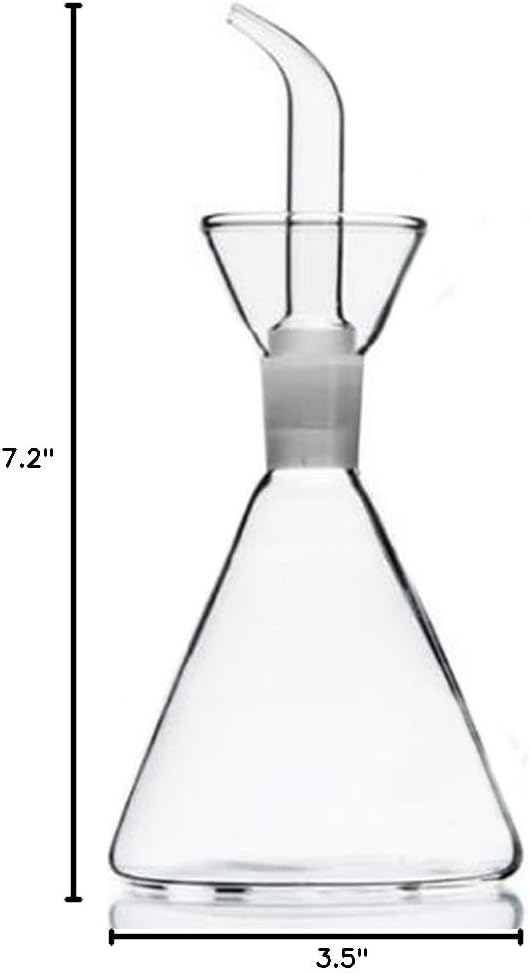 Conical 8 oz No Drip Olive Oil Cruet,Leak-Proof Spout, Easy Refill | Food-Grade Borosilicate Glass Oil Dispenser for Kitchen