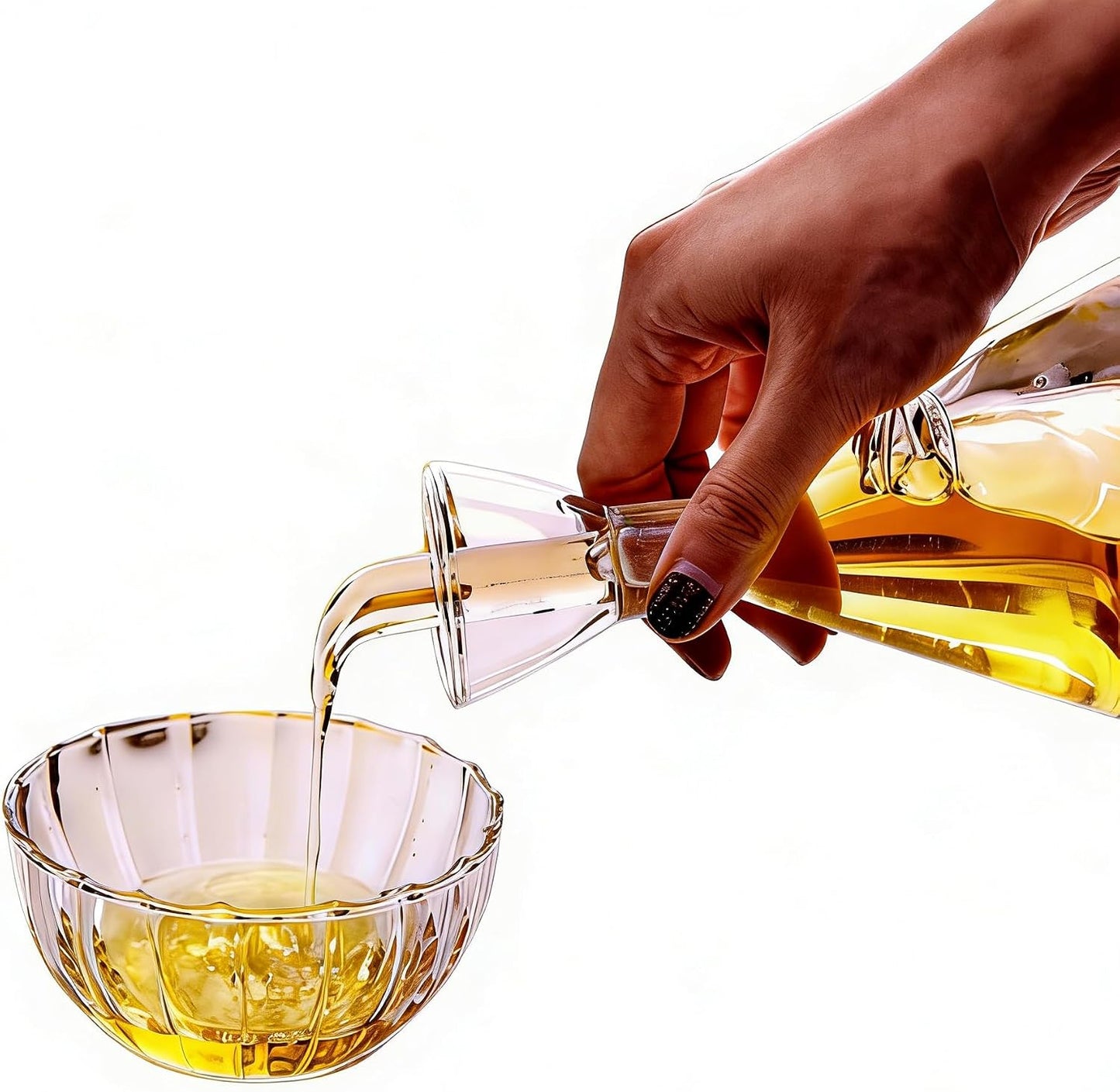 Conical 8 oz No Drip Olive Oil Cruet,Leak-Proof Spout, Easy Refill | Food-Grade Borosilicate Glass Oil Dispenser for Kitchen