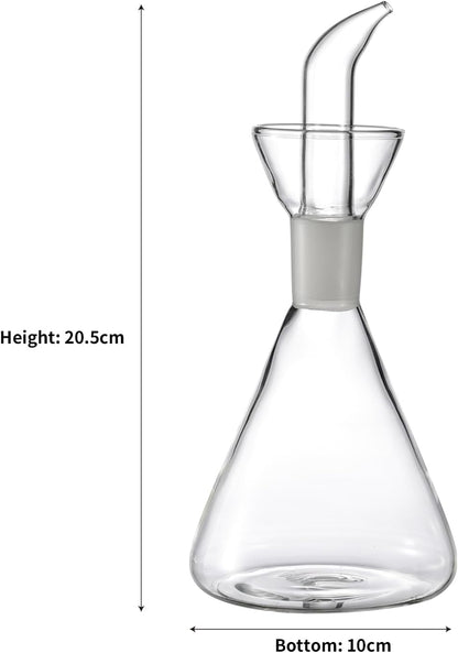 Conical 8 oz No Drip Olive Oil Cruet,Leak-Proof Spout, Easy Refill | Food-Grade Borosilicate Glass Oil Dispenser for Kitchen