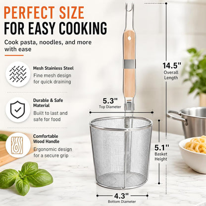 ZAVOOS 2 Pack Stainless Steel Pasta Strainer Basket, 5.3''D x 5.1''H