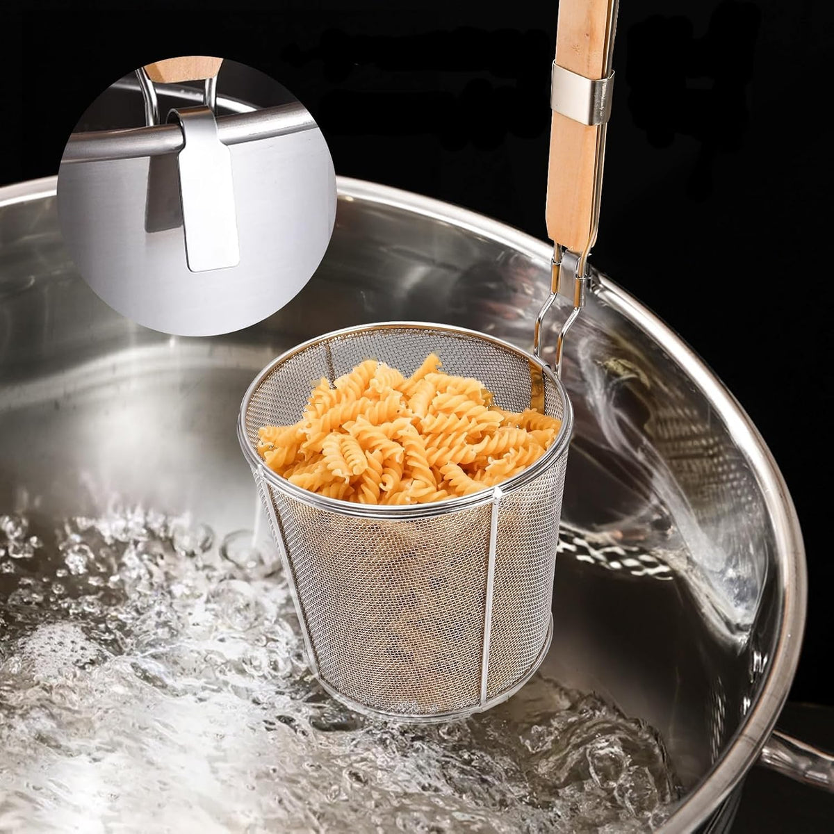ZAVOOS 2 Pack Stainless Steel Pasta Strainer Basket, 5.3''D x 5.1''H